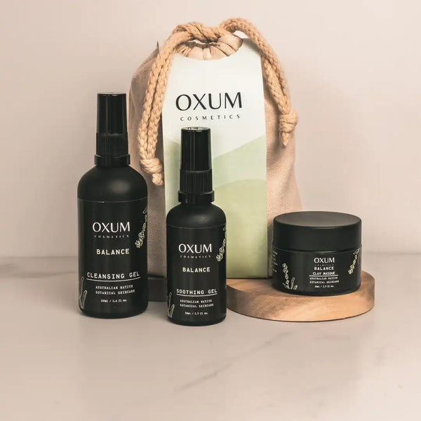 Oxum skincare kit with 3 products